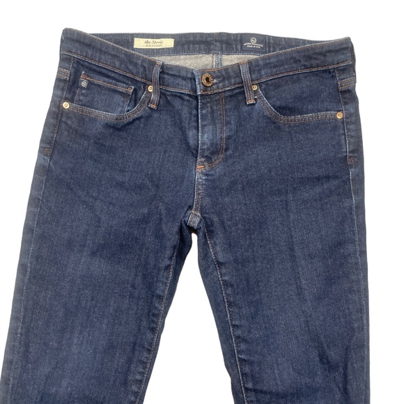 AG Adriano Goldschmied 27 The Stevie Slim Straight Navy jeans Pockets Hem Marks - Picture 8 of 10